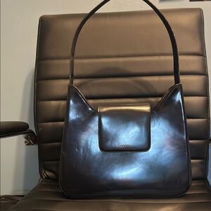 Lancel Vintage Patent Black Leather Bag